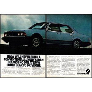 1978 BMW 733i Luxury Sedan 2 Page Vintage Print Ad Dusk Clouds Wall Art Photo